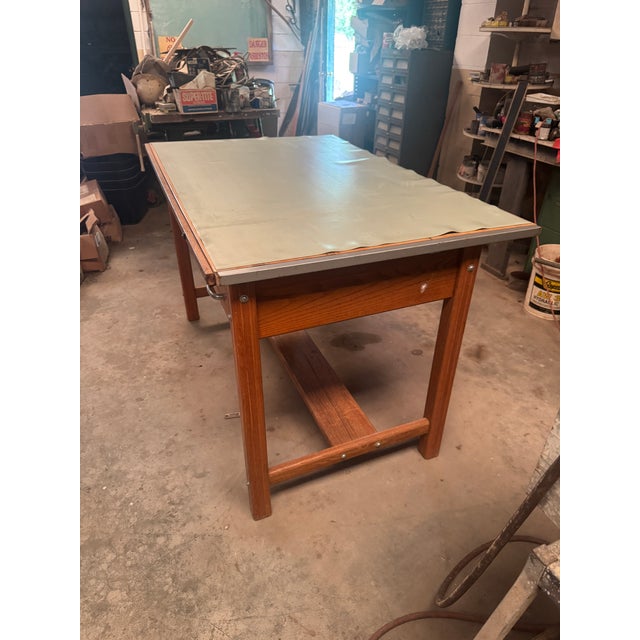 Tan 1960s Vintage Solid Oak Mayline Drafting Table With Topper For Sale - Image 8 of 14