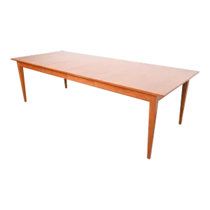 Ethan Allen Arts and Crafts Shaker Cherry Wood Extension Harvest Dining Table, Newly Refinished