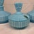 Art Deco Set of 3 French Blue Opaline Vanity Bottles and Lidded Jar Murano Imported by Balboa Made in Italy For Sale - Image 3 of 10