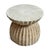 Solid wood beautiful side table showcasing an hourglass silhouette with hand-carved scalloped detailing and a whitewashed...