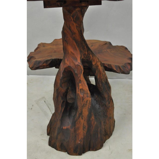 Vintage Mid Century Modern Live Edge 2 Tier Walnut Plant Stand Side Table For Sale - Image 14 of 16