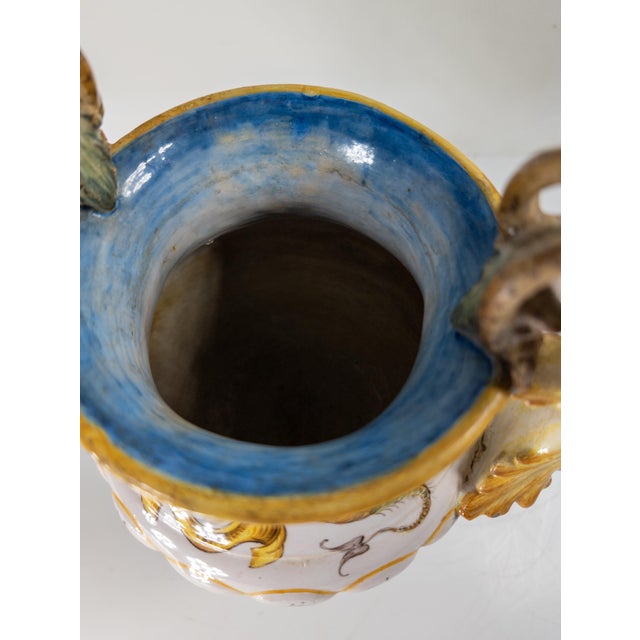 20th Century Renaissance Revival Italian Majolica Maiolica Faience Urn or Vase For Sale - Image 10 of 14