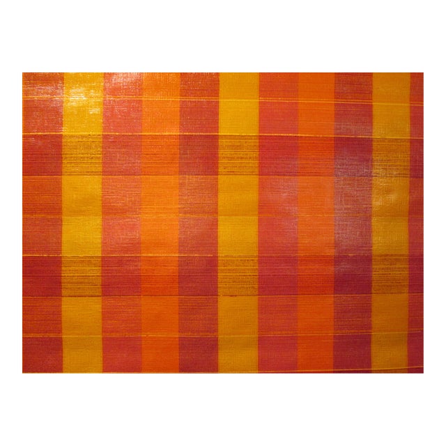 United DeSoto Vintage 1970s Red & Orange Plaid Motif Wallcovering For Sale