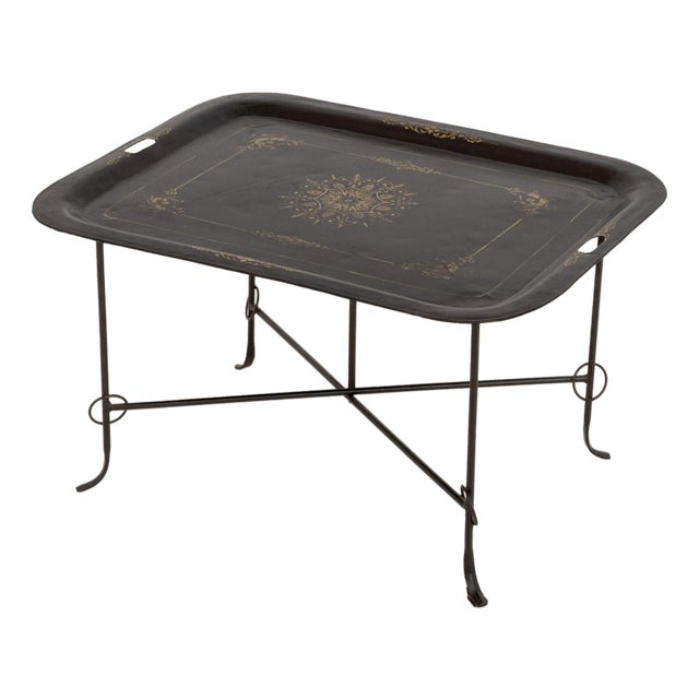 Vintage Tole Painted Tray Table For Sale