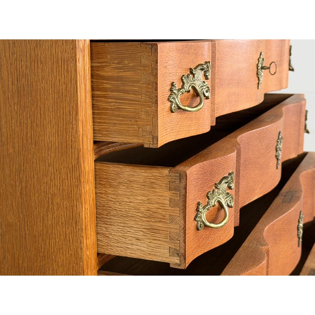 Danish Rococo Oak Serpentine Chest of Drawers, 1940s For Sale - Image 9 of 13