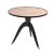 Bold and striking round tripod center or side table. Features ebonized wood with a round center inset of macassar. Three...