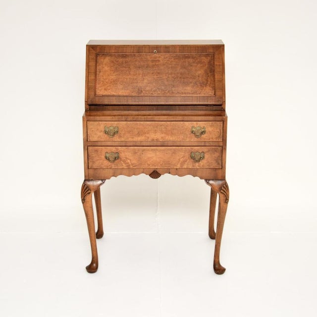 Vintage Writing Desk in Burr Walnut, 1920s For Sale - Image 4 of 11