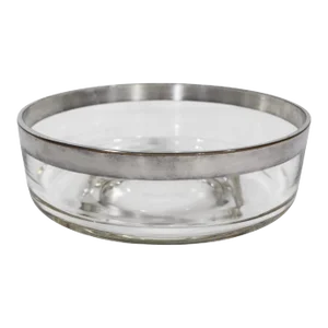 Mid Century Silver Rim Serving Bowl After Dorothy Thorpe