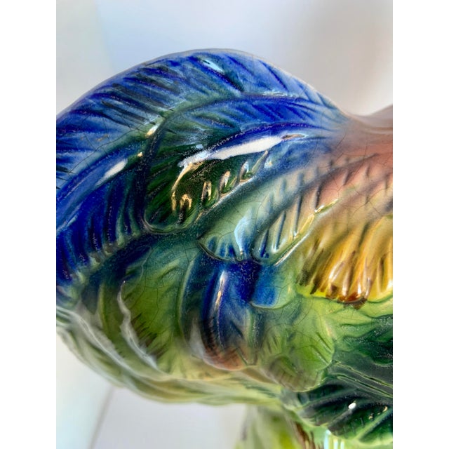 Large Vintage Mid 20th Century Hand Painted Ceramic Rooster For Sale - Image 10 of 12