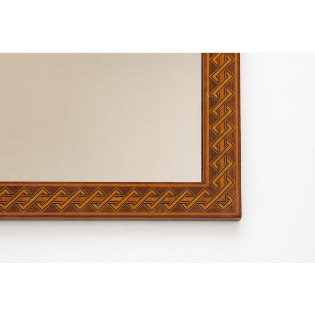 Wood Rectangular Brown Marquetry Mirror by Pio Zanotti, Italy, 20th Century For Sale - Image 7 of 16