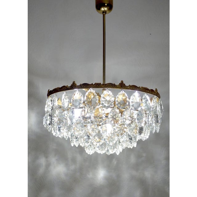 Brass and Lead Crystal Chandelier from Schröder and Co., 1960s For Sale - Image 9 of 15