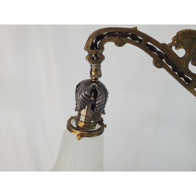 Antique Art Deco Uranium Slag Glass Bridge Arm Floor Lamp - 1920s For Sale - Image 13 of 13