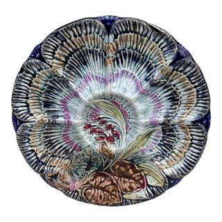 19th Century Majolica Oyster Plate Wasmuel For Sale