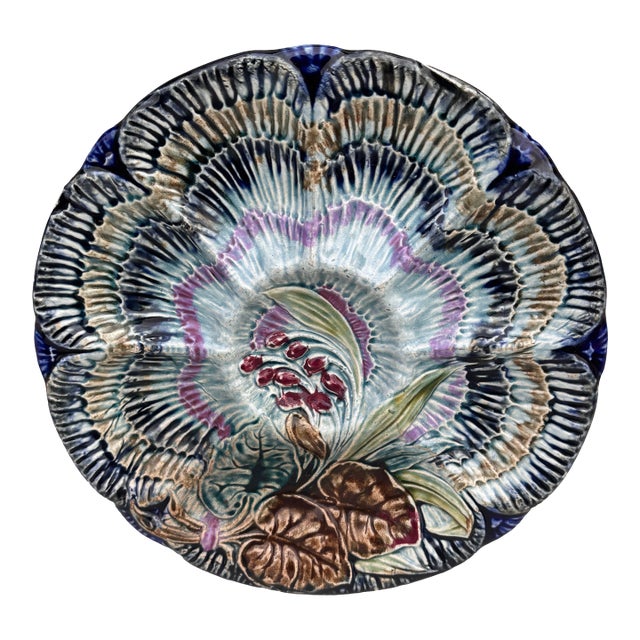 19th Century Majolica Oyster Plate Wasmuel For Sale