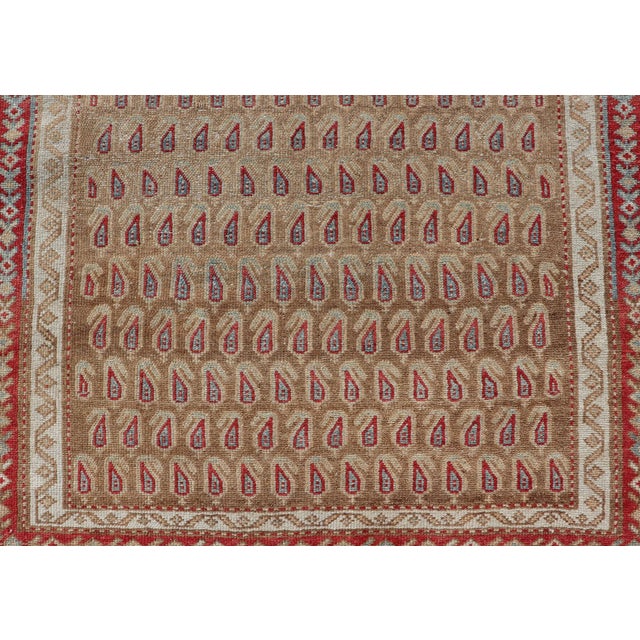 Antique Malayer Runner With All-Over Paisley Design in Red, Brown, and Blue 3'4 X 7'4 For Sale - Image 10 of 12