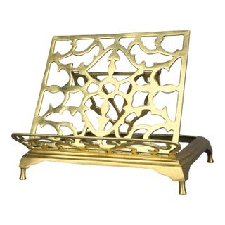 Large Vintage Brass Folding Book Stand Art Easel For Sale