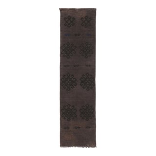 Rug & Kilim’s Contemporary Turkish Runner in Dark Taupe & Charcoal Medallion For Sale