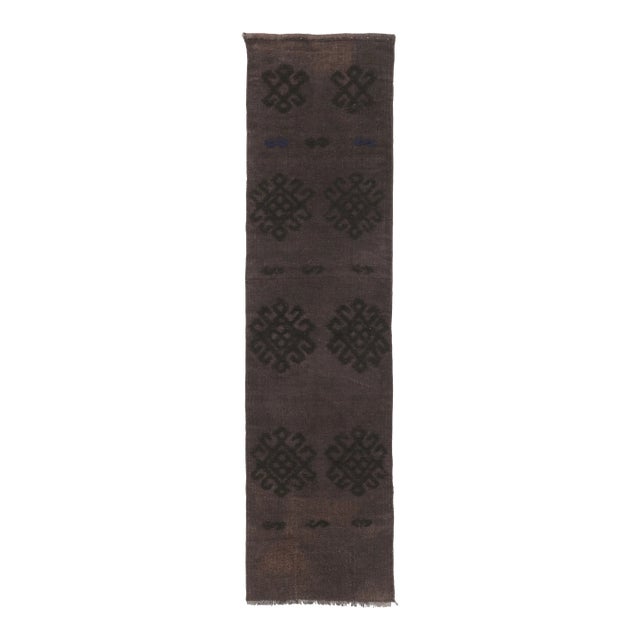 Rug & Kilim’s Contemporary Turkish Runner in Dark Taupe & Charcoal Medallion For Sale