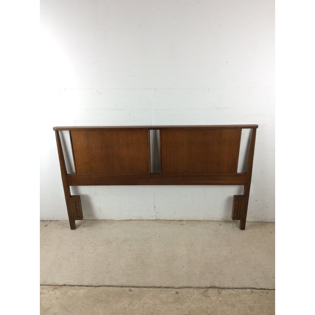 1960s Mid Century Modern Full Size Walnut Headboard With Turned Wood Frame For Sale - Image 5 of 17