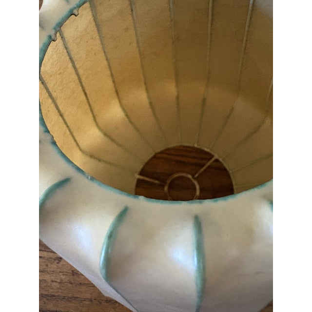 Vintage Mid-Century Modern Resin and Metal Cocoon Pendant Lamp Shade For Sale - Image 11 of 12