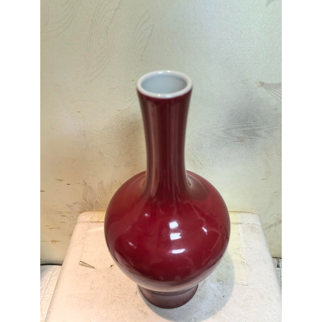 Chinese Vintage Ceramic Vase,Qing Dynasty Qianlong Marked Red Glaze Porcelain Vase For Sale In Seattle - Image 6 of 9