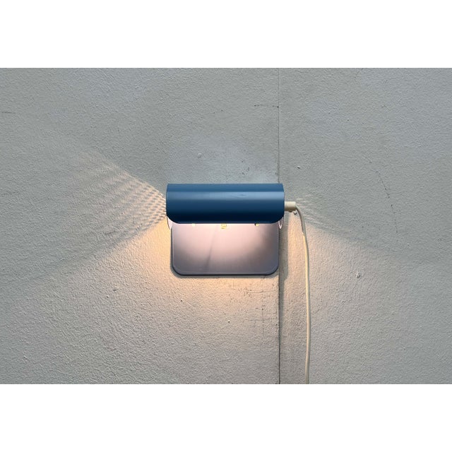 Metal Danish Postmodern Light Blue Perforated Metal Pendant from Abo Randers, 1980s For Sale - Image 7 of 18