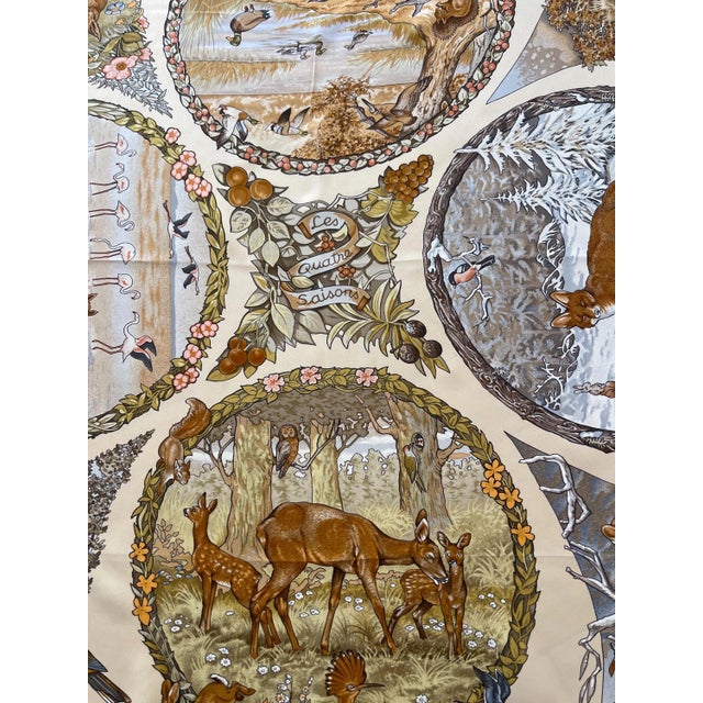 1990s Hermès « Les Quatre Saisons » Silk Scarf 1994 For Sale - Image 5 of 10
