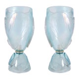 1970s Mid Century Modern Blue Attributed to Seguso Murano Glass Lamps - a Pair For Sale