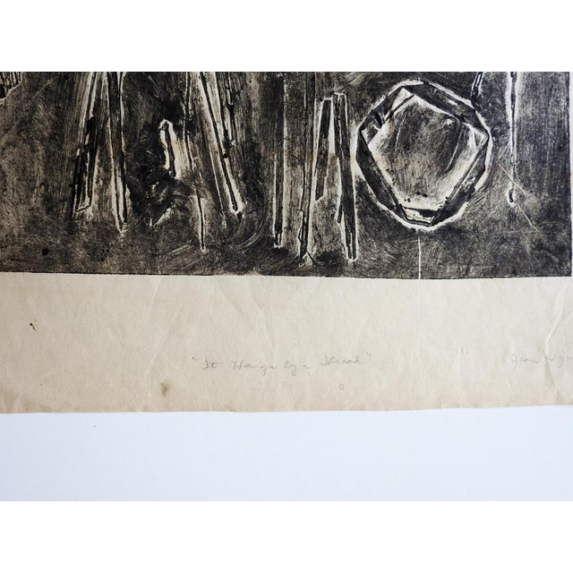 Mid-Century Modern Mid 20th Century Black and White Abstract Block Print For Sale - Image 3 of 5