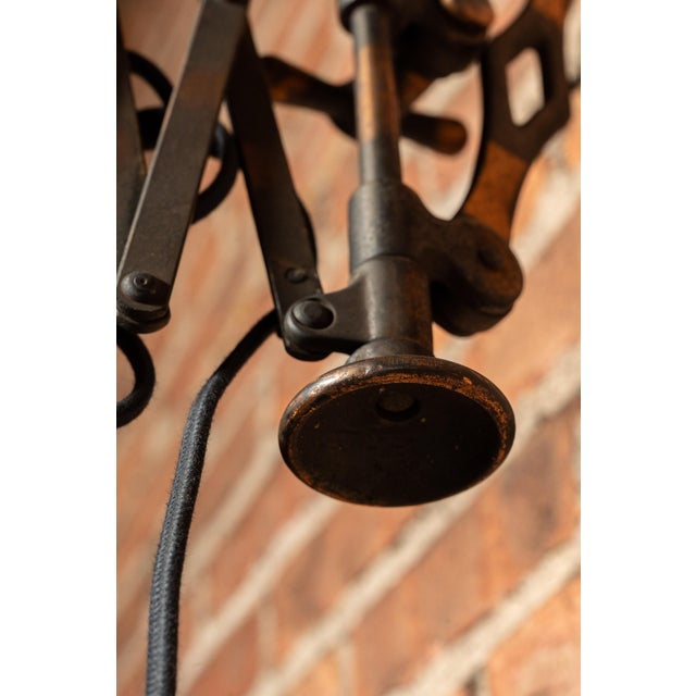 Early 20th Century Japanned Copper Scissor Arm Wall Lamp With Mirrored Art Nouveau Shade For Sale - Image 18 of 18