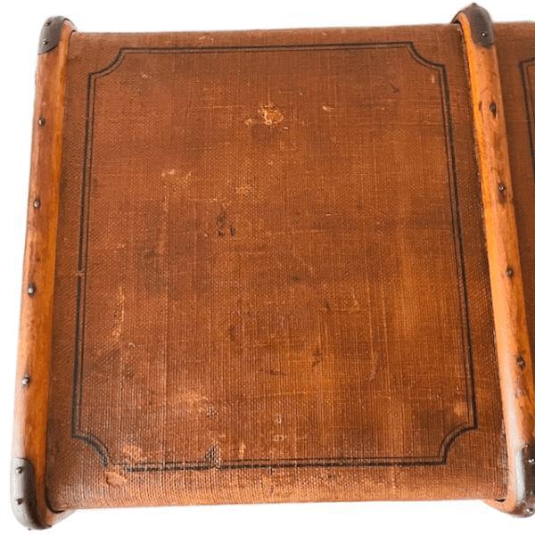 Wood Antique Canvas Trunk with Wooden Bumpers, 1900s For Sale - Image 7 of 11