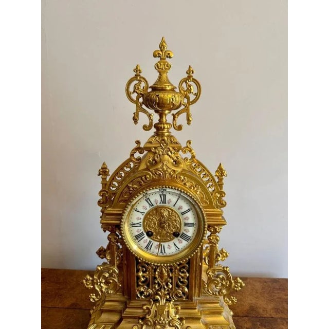 Antique Victorian Ormolu Mantle Clock, 1880 For Sale - Image 3 of 8