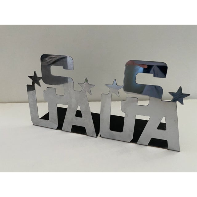1960s Mid Century Chrome Plate USA Bookends - Set of 2 For Sale In Los Angeles - Image 6 of 6