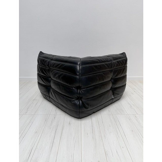 Vintage Togo Sofa in Black Leather by Michel Ducaroy for Ligne Roset, 1990s, Set of 4 For Sale - Image 6 of 18