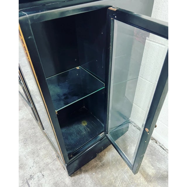 Unusual Chinoiserie Hollywood Regency Style Black & Gold Credenza For Sale In Greensboro - Image 6 of 9