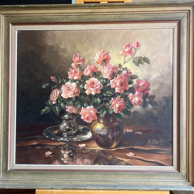 Oil on canvas gramed signed American school Still life