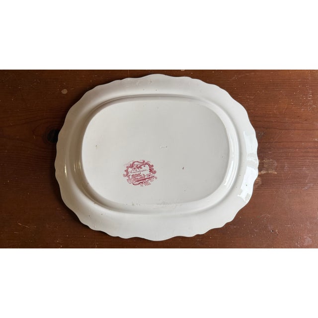 A Very Fine Antique Red Transferware Decorated Staffordshire Platter "Andalusia" Pattern by Adams, Circa 1840's For Sale - Image 11 of 15