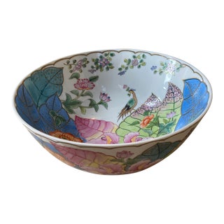 Vintage Chinese Porcelain Tobacco Leaf Bowl For Sale