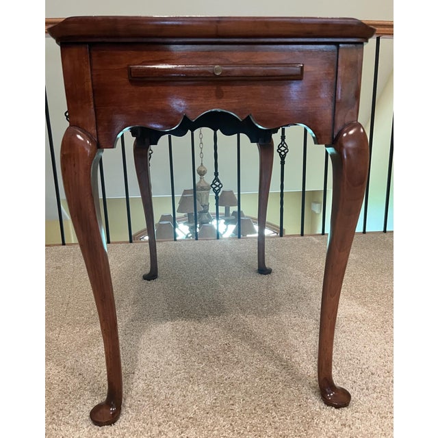 Statton Furniture Vintage Statton Queen Anne Style Cherry Tea Table For Sale - Image 4 of 18