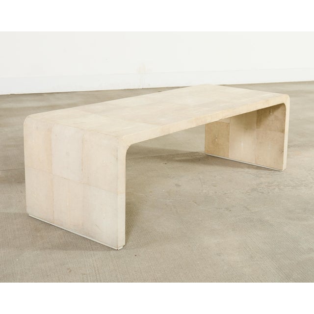 Karl Springer Style Natural Shagreen Waterfall Cocktail Table For Sale - Image 15 of 18
