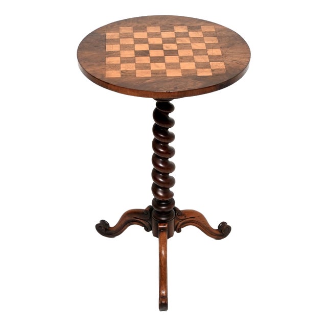 Antique William IV Inlaid Walnut Chess Table, 1830 For Sale