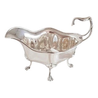 Antique Edwardian Sterling Silver Sauce Boat from Walker & Hall, 1907 For Sale