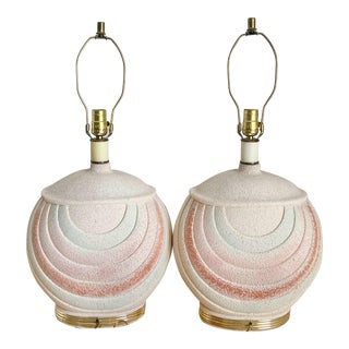 Vintage Art Deco Style Lamp in Rainbow Muted Hues - a Pair For Sale