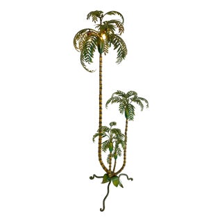 Handmade Metal Palm Tree Floor Lamp, France, 1920s For Sale