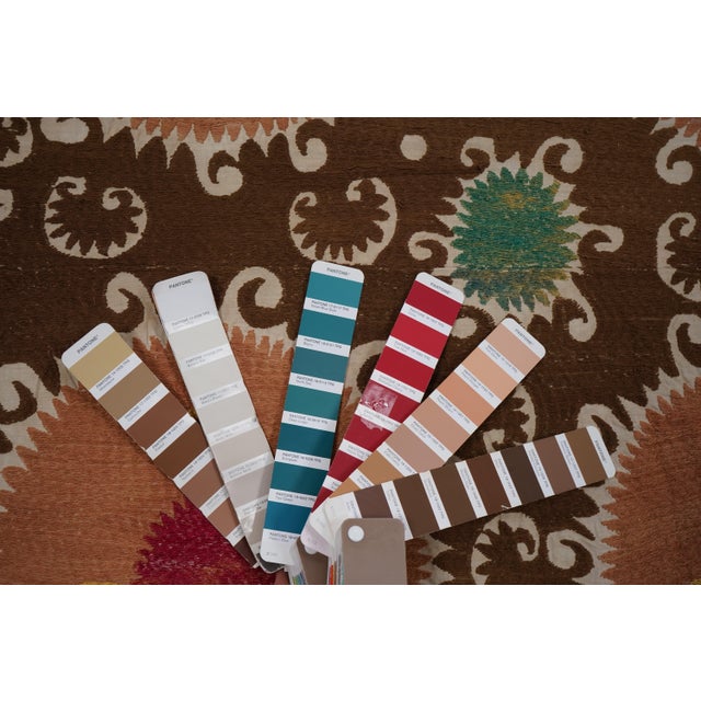 Large Terracotta Brown Suzani | Uzbek Tribal Embroidery Textile Wall Art 7'5'' X 11'6'' For Sale - Image 14 of 14