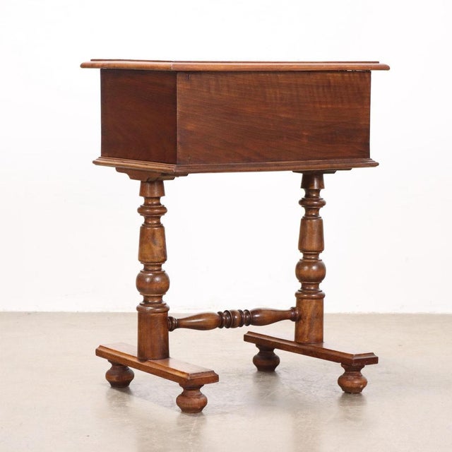 Antique Bedside Table in Beech and Walnut For Sale - Image 9 of 10