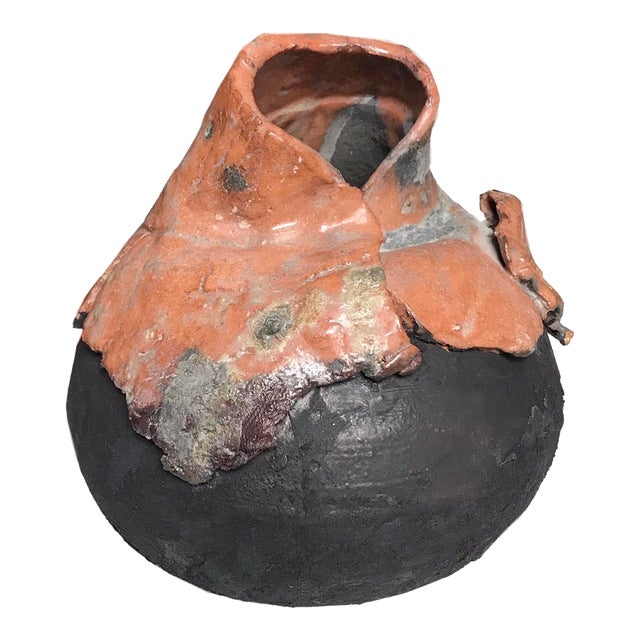 Signed 1970s Ceramic Sculptural Vase: Mid-Century Modernist Pottery For Sale