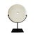A cream-colored marble disk, hand-carved in Indonesia, contemporary. Reminiscent of the traditional "Bi" disks omnipresent...