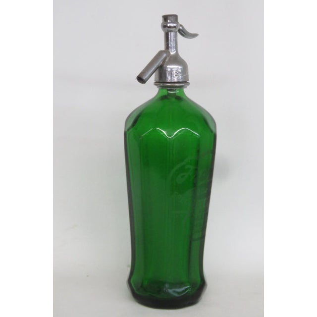 Metal W & L Beverages Frank's Best Seltzer Green Bottle Glenshaw Art Deco Glass 4821b For Sale - Image 7 of 18