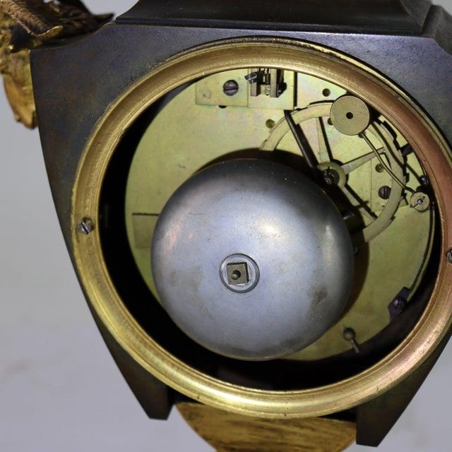 Antique Lefèvre DeBelle French Empire Ebonized & Gilt Bronze Mantle Clock C1820 For Sale - Image 9 of 10